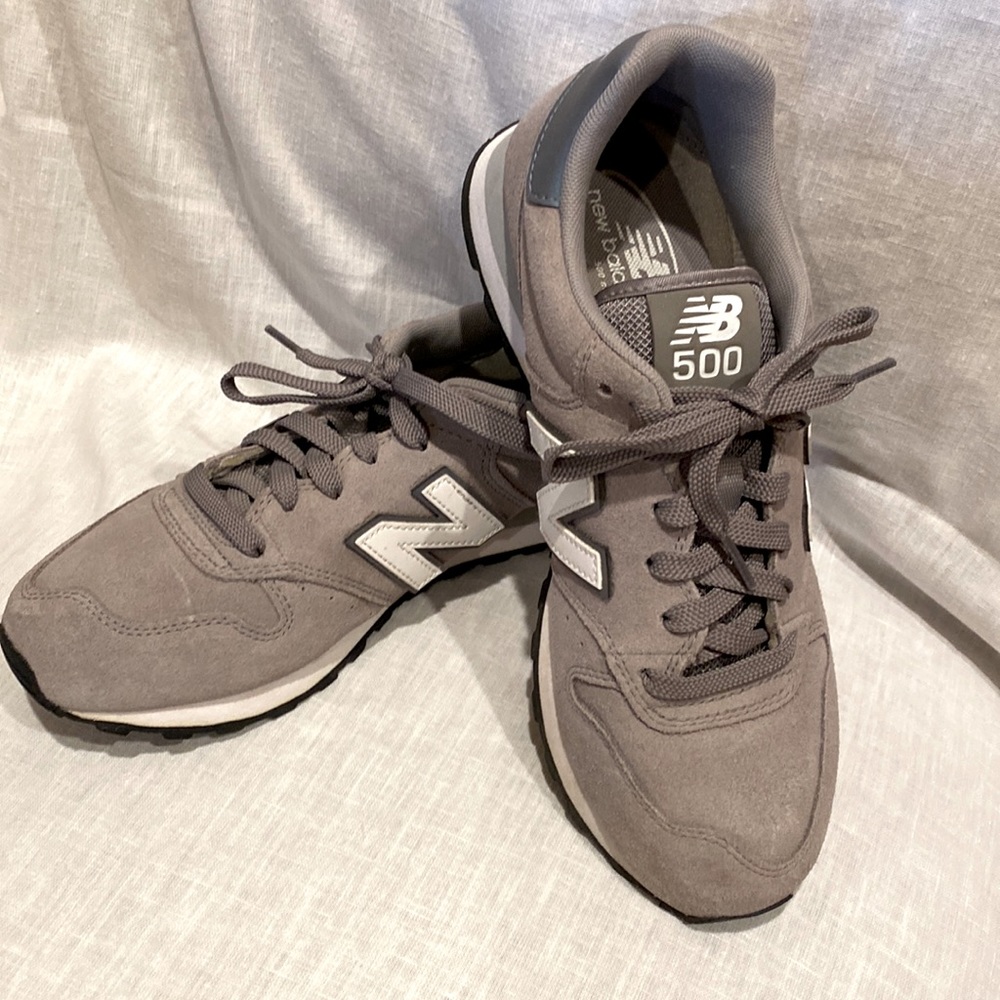 New Balance 500 Grey Leather Womens 8.5 Sneakers NB Tennis Shoes